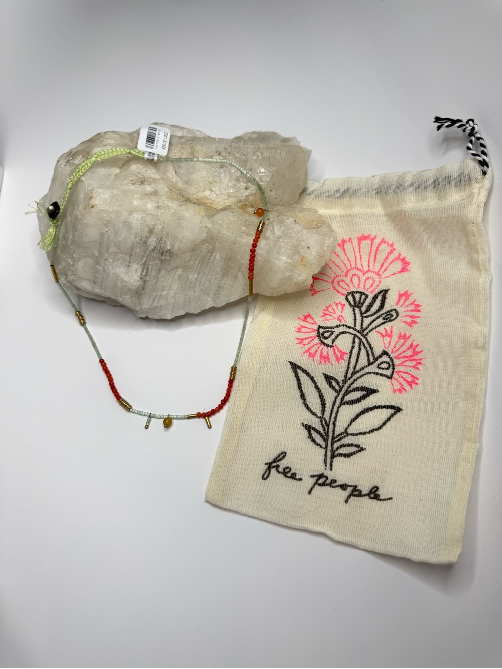 Free People Red, Green and Gold Beaded Necklace